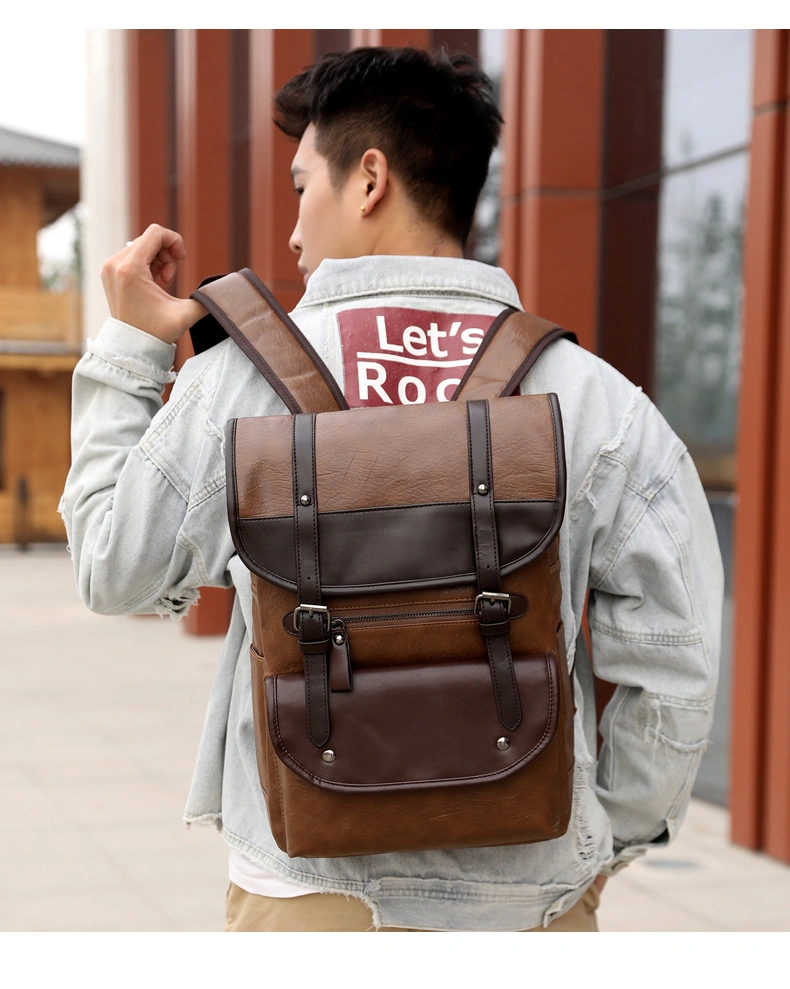 New Design Travel PU Leather Custom Vintage Backpack