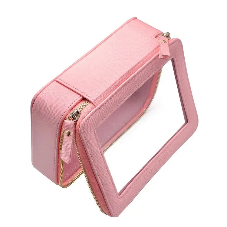 New Arrival Custom Private Label Waterproof PU Leather Toilet Bag Travel Clear PVC Makeup Cosmetic Bag