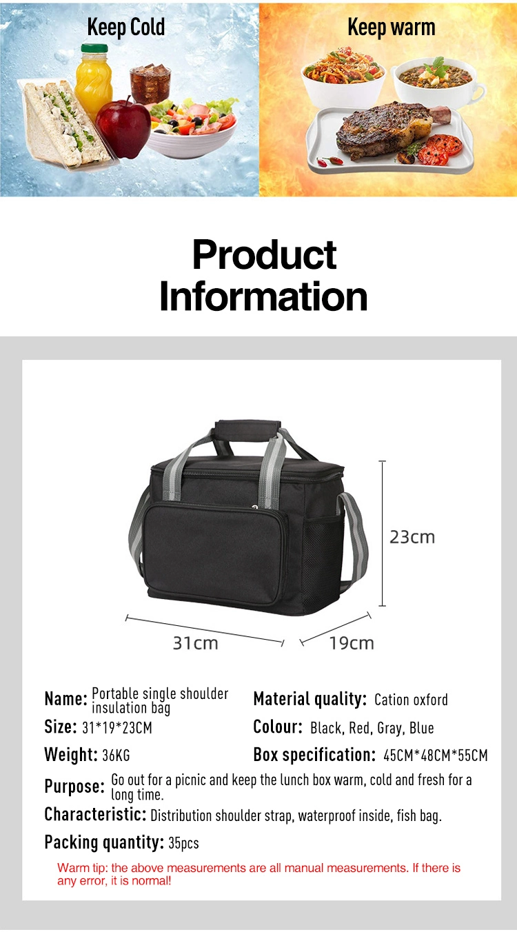 Large Capacity Oxford Thermal Insulation Picnic Travel Portable Food Insulated Cooler Bags