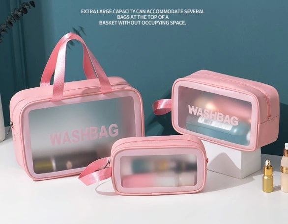 Custom Private Label Waterproof PU Leather Toilet Bag Travel Clear PVC Makeup Cosmetic Bag