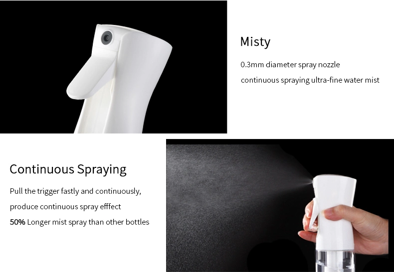 Cosmetic Fine Mist Sprayer Bottle 200ml 300ml Hair Alchohol Plastic Continuous Spray Bottle