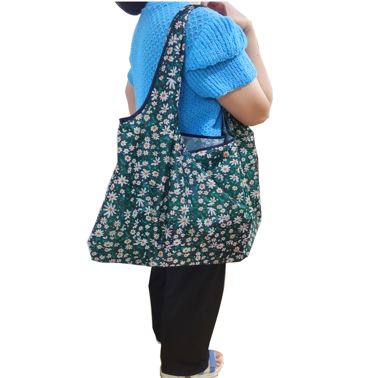 210d Sublimation Printed Foldble Polyester Bag with Pocket