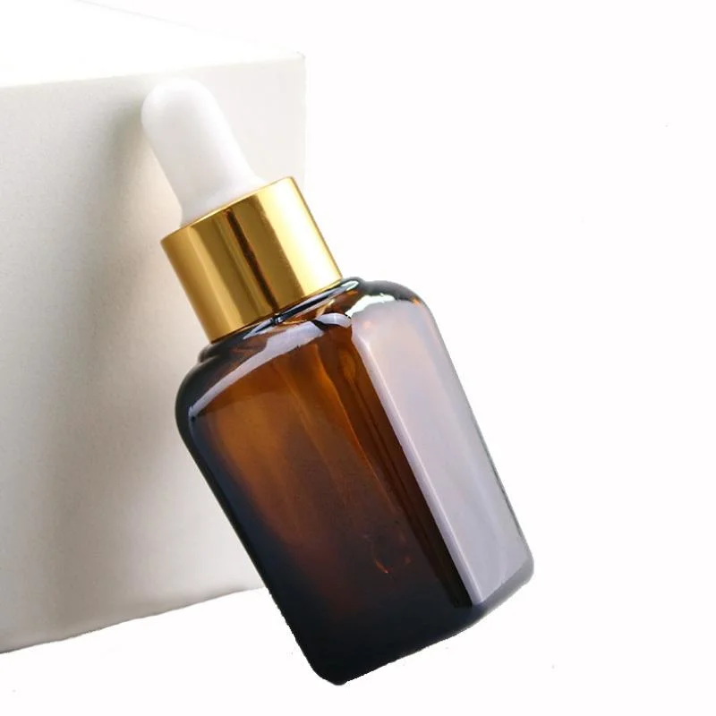 Empty Glass Aromatherapy Bottle Square Amber Essential Oil Bottle