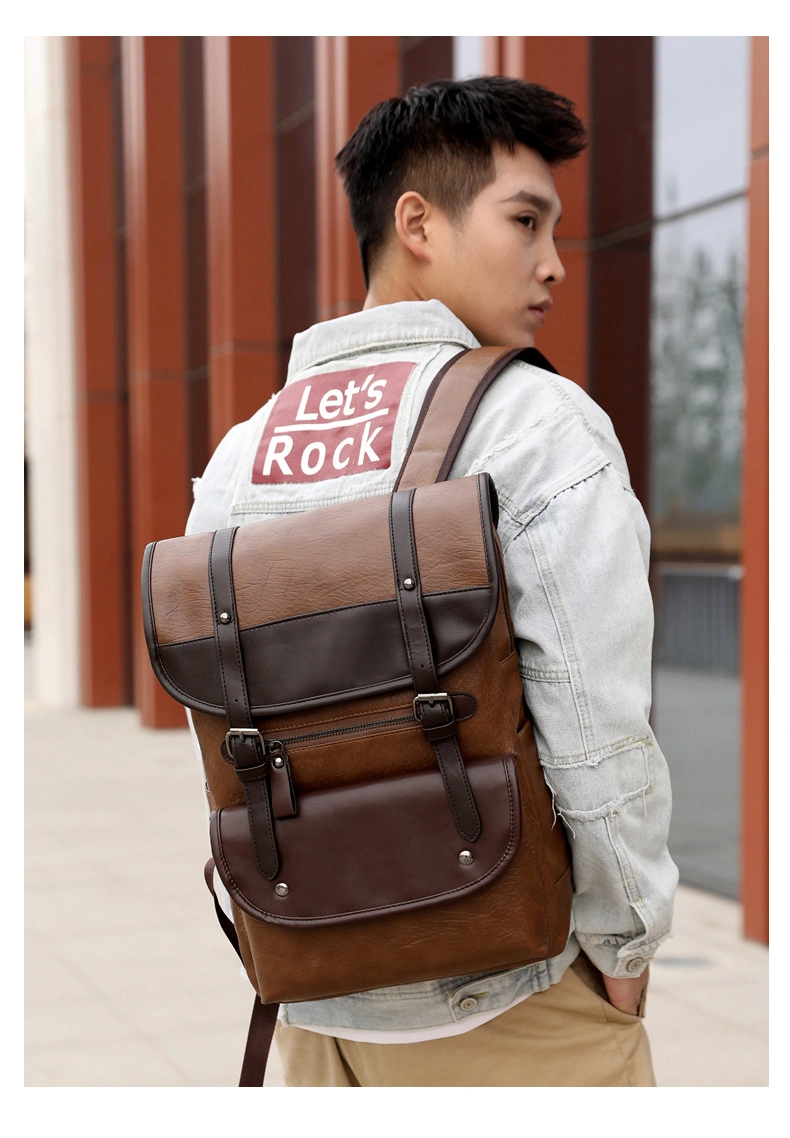 New Design Travel PU Leather Custom Vintage Backpack