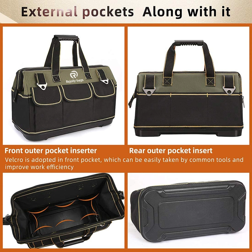 600d Oxford Wide Mouth Tool Bag with Water Proof Organizer Bag for Men with Adjustable Shoulder Strap Tool Bag