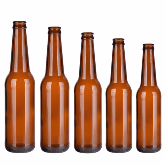 330ml Amber Beer Glass Round Bottle with Crown Cap Wholesale Normal Shape and Ordinary Design Customized Logo
