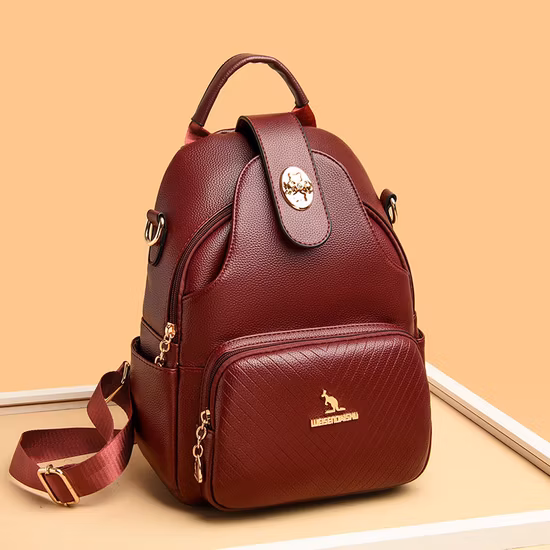 New Design Travel PU Leather Custom Vintage Backpack