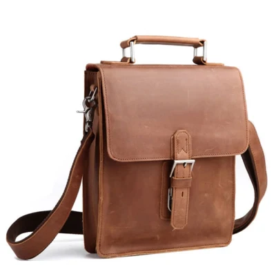 Factory Price New Design Crazy Horse Leather Fashion Shoulder Bag Leather Messenger Bag for Men